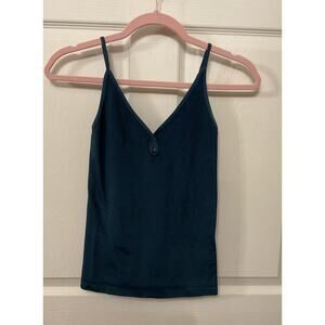 Intimately Free People Teal Metallic Cut Out Detail Spaghetti Strap Tank, M/L